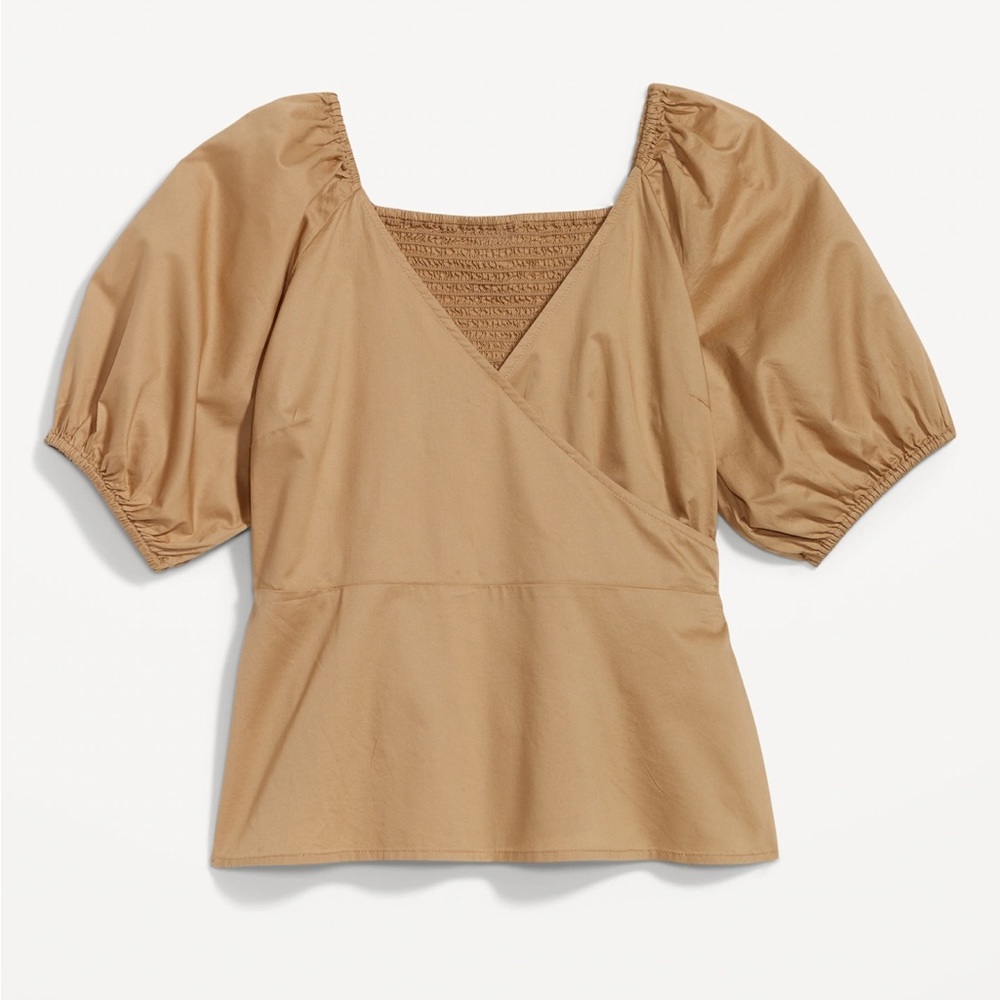 Old Navy Puff Sleeve Smocked Wrap Blouse